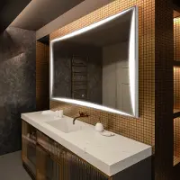 Artforma Badspiegel 100x60 cm - mit LED Beleuchtung - LED Farbe Kaltweiß 7000K - Individuell Nach Maß - Beleuchtet Wandspiegel Lichtspiegel Badezimmerspiegel | Lichtschalter: Touch Schalter |LED077