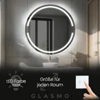 Artforma Badspiegel mit Beleuchtung 75 cm Eden - Rund Spiegel mit LED Beleuchtung - Kaltweiß 7000K - Badezimmerspiegel Lichtspiegel