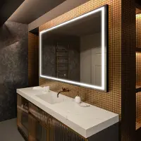 Artforma Badspiegel 90x100 cm - mit LED Beleuchtung - LED Farbe Kaltweiß 7000K - Individuell Nach Maß - Beleuchtet Wandspiegel Lichtspiegel Badezimmerspiegel | Lichtschalter: Touch Schalter |LED049