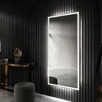 Artforma Wandspiegel 100x140 cm - Vertikal mit LED Beleuchtung - Touch Schalter - LED Farbe Kaltweiß 7000K - L01 - Individuell Nach Maß - Beleuchtet Badspiegel Lichtspiegel Badezimmerspiegel