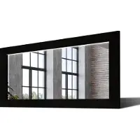 Artforma 110x80 Rechteckig Rustikal Wandspiegel mit Rahmen massivholz Eichenholz mit Beleuchtung Horizontal | Individuell Spiegel Nach Maß | LDR225 Oak Black Glatte Oberfläche