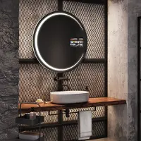 Artforma Runde Badspiegel SMART 95x95 cm - mit LED Beleuchtung - LED Farbe Kaltweiß 7000K - Individuell Nach Maß - Beleuchtet Wandspiegel Lichtspiegel Badezimmerspiegel SOKR156
