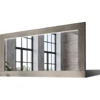 Artforma 140x70 Rechteckig Rustikal Wandspiegel mit Rahmen massivholz Eichenholz mit Beleuchtung Horizontal | Individuell Spiegel Nach Maß | LDR225 Oak Ashen Glatte Oberfläche