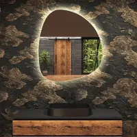 Artforma LED Badezimmerspiegel 94x94 cm – Asymmetrisch, Kaltweißes Licht, Sensorschalter – Modell EGG221