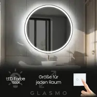 Artforma Spiegel mit Beleuchtung 120 cm Anna - Rund Badezimmerspiegel mit LED Beleuchtung - Kaltweiß 7000K - LED Badspiegel Lichtspiegel