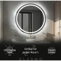 Artforma Badspiegel mit LED Beleuchtung 85 cm Nova - Rund Spiegel mit Beleuchtung - Kaltweiß 7000K - Badezimmerspiegel Lichtspiegel mit Touch Schalter