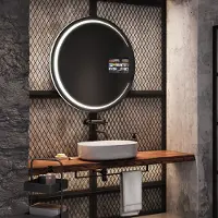 Artforma Runde Badspiegel SMART 95x95 cm - mit LED Beleuchtung - LED Farbe Kaltweiß 7000K - Individuell Nach Maß - Beleuchtet Wandspiegel Lichtspiegel Badezimmerspiegel SOKR156