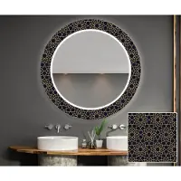 Artforma Runde Dekorativer Spiegel mit LED-Beleuchtung 60x60 cm - mit LED Beleuchtung - LED Farbe Kaltweiß 7000K - Individuell Nach Maß - Beleuchtet Wandspiegel Lichtspiegel Badezimmerspiegel |OUV001