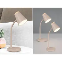 Meine Wunschleuchte 2er SET LED Schreibtischlampen Beige mit Holzoptik, flexibel biegsam, Höhe 36cm