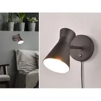 Meine Wunschleuchte LED Wandstrahler mit Stecker, Schalter & Kabel, Wandleuchten innen, Schwarz 16cm