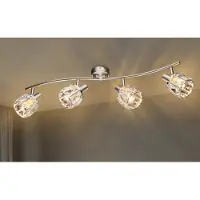 Meine Wunschleuchte Ausgefallener LED Deckenstrahler 4 flammig mit Klarglas Kristallen Silber matt