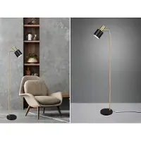 Meine Wunschleuchte LED Stehlampe Metall Schwarz & Gold Retro Leselampe dimmbar Höhe 154cm