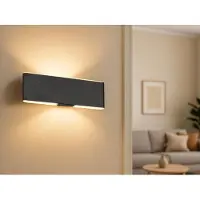 Meine Wunschleuchte LED Akku Wandleuchte kabellos ohne Stromanschluss, USB aufladbar Schwarz B: 22cm