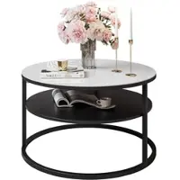 Lookway Runder Couchtisch CIRI GLASS mit Ablage