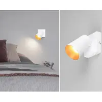 Meine Wunschleuchte Kleiner LED Wandstrahler Weiß Gold mit Schalter und Spot schwenkbar, Breite 10cm
