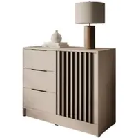Lookway Kommode NELA mit Lamellen Kaschmir + Schwarz