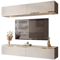 Lookway Wohnwand AURORA Kaschmir matt minimalistisch 180x32x40 cm grifflos PUSH-TO-OPEN