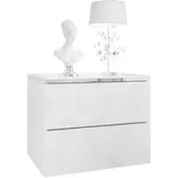 Lookway NACHTTISCH AURORA II SILVER Hochglanz Weiß mit LED-Beleuchtung – Hängend