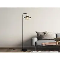 Meine Wunschleuchte Ausgefallene LED Stehlampe Metall mit Gitter Lampenschirm Schwarz Gold, H: 155cm