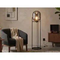 Meine Wunschleuchte Kleine Stehlampe mit Metallfuß, Schirm Rauchglas oval & LED dimmbar, Höhe 110cm