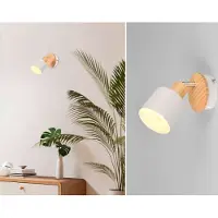 Meine Wunschleuchte Skandi LED Wandstrahler & Deckenstrahler Hellgrau mit Holz, Spot schwenkbar Ø9cm