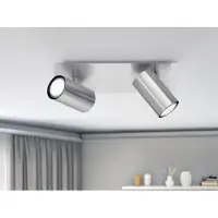 Meine Wunschleuchte Schwenkbarer Deckenstrahler mit 2 LEDs für Wohnraum, Schlafzimmer & Büro, Silber
