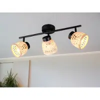 Meine Wunschleuchte LED Deckenstrahler 3-flammig mit Korbgeflecht Lampenschirmen Bambus, Breite 60cm