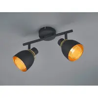 Meine Wunschleuchte Industrial Deckenstrahler 2-flammig Metall Lampenschirm Schwarz Drahtgitter Gold