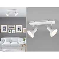 Meine Wunschleuchte LED Deckenleuchte Spot mit Metall Schirmen in Weiß für Galerie, Flur und Diele