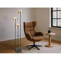 Meine Wunschleuchte LED Rauchglas 3er Stehlampe für Wohnzimmer, große Leselampen hinter Couch Sofa