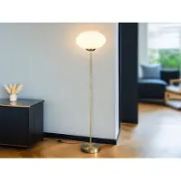 Meine Wunschleuchte Dimmbare Wohnzimmer LED Stehlampe Messing mit Glaskugel Lampenschirm, Höhe 150cm