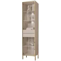 Lookway VITRINE AURORA in Kaschmir mit LED-Beleuchtung mit gerade Goldchrom Fuße