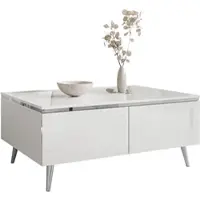 Lookway Couchtisch AURORA SILVER mit Stauraum auf schrägen Beinen