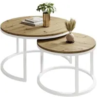 Lookway Runder Couchtisch CIRI 2in1 rund Eiche Artisan Stirling Wotan