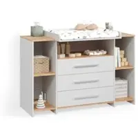 Livinity WICKELKOMMODE Torino Weiß/Goldkraft Eiche mit 3 Schubladen