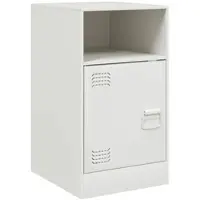 Décoshop26 - Nachttisch mit Fach und Tür 34,5 x 39 x 62 cm weißer Stahl DEC033294