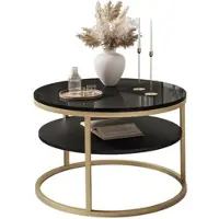 Lookway Runder Couchtisch CIRI SLIM mit Ablage Hochglanz