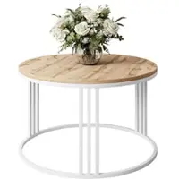 Lookway Runder Couchtisch LORI LOFT, Weiß / Wotan Eiche