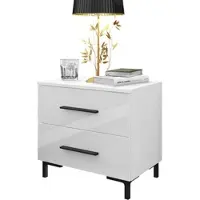 Lookway NACHTTISCH LINA mit Beinen, Hochglanz, LED