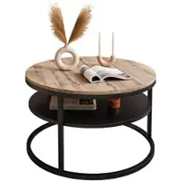 Lookway Runder Couchtisch CIRI mit Ablage Eiche Artisan Wotan Stirling