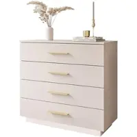 Lookway KOMMODE LINA KASCHMIR 95 cm mit LED-Beleuchtung Griffe Goldmatt