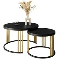 Lookway Runder Couchtisch 2in1 LORI MIX matt schwarz