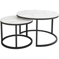 Lookway Runder Couchtisch CIRI 2in1 Hochglanz