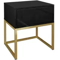 Lookway NACHTTISCH BLANCO GOLD auf goldenem Gestell Schwarz PUSH OPEN