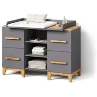 Livinity WICKELKOMMODE Mailo Grau/Artisan XL mit 4 Schubladen