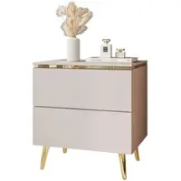 Lookway NACHTTISCH AURORA II auf schräge Gold Chrom Beine Kaschmir