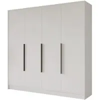 ALTDECOR Kleiderschrank PERE - 200x200x51 Weiß Schrank Garderobenschrank Mehrzweckschrank mit modernen glatte Fronten und schwarzen Griffen