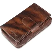 ROYALZ "Dominica" XL Echtleder Geldbörse Damen viele Fächer groß - 18 Kartenfächer RFID Blocker geschützt - Leder Portemonnaie im Vintage Design