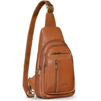 ROYALZ "Portofino" moderne Brusttasche Herren Leder klein - Sling Bag Herrentasche zum Umhängen - Vintage Look Echtleder Crossbody Bag mit Anti Diebstahlfach
