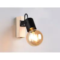 Meine Wunschleuchte LED Wandstrahler innen schwenkbar aus Holz & Metall Flurlampe Schwarz, Höhe 13cm